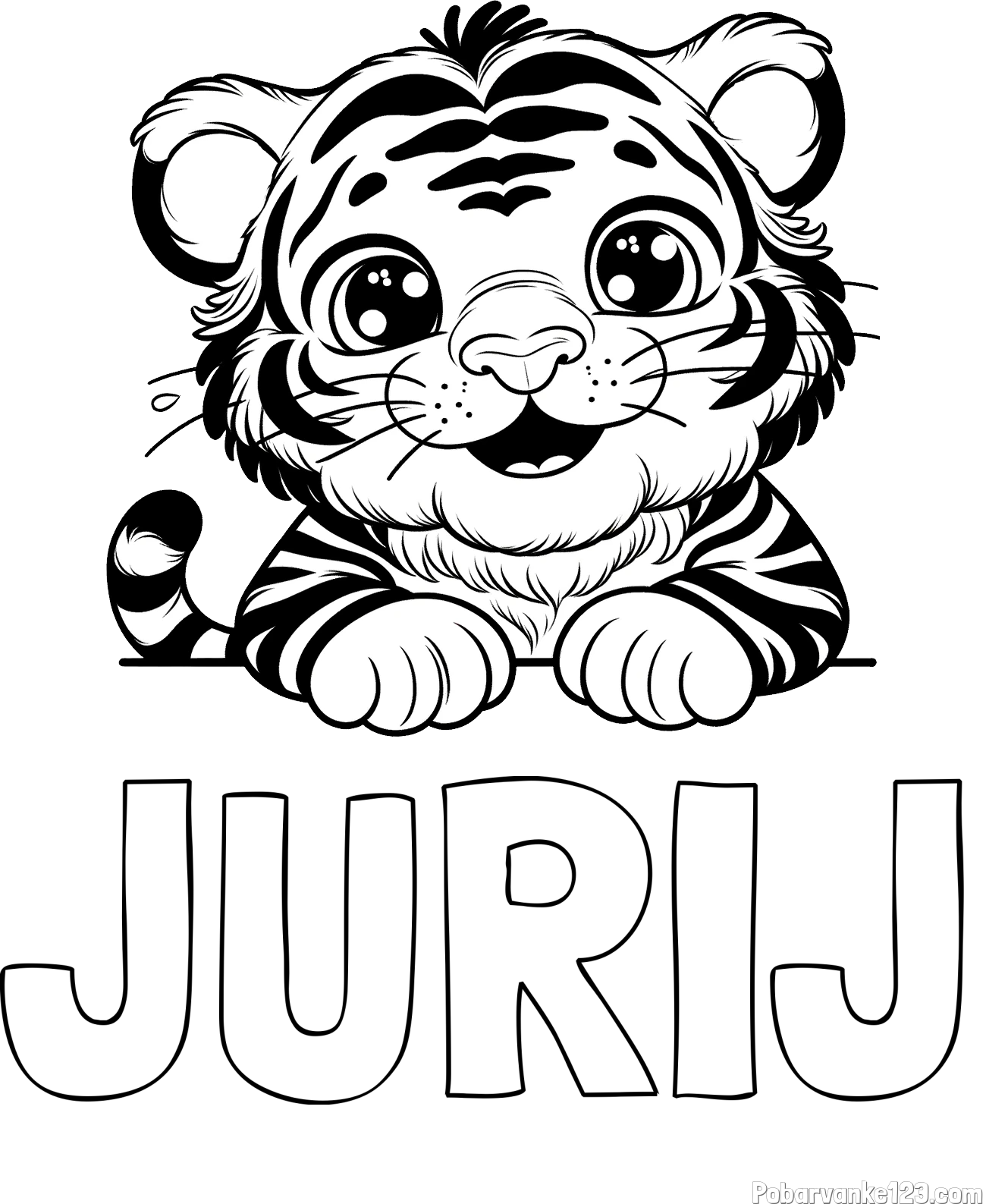 Pobarvanka imena JURIJ in pobarvanka tigrček