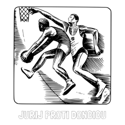 Online izdelana pobarvanka - Pobarvanka imena JURIJ PROTI DONČIČU in pobarvanka dveh košarkarjev med igro