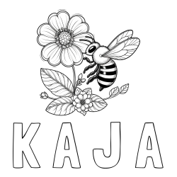 Online izdelana pobarvanka - Pobarvanka imena K A J A in otroška pobarvanka čebelice in rožice