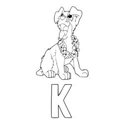 Online izdelana pobarvanka - Pobarvanka imena K in pobarvanka kužka