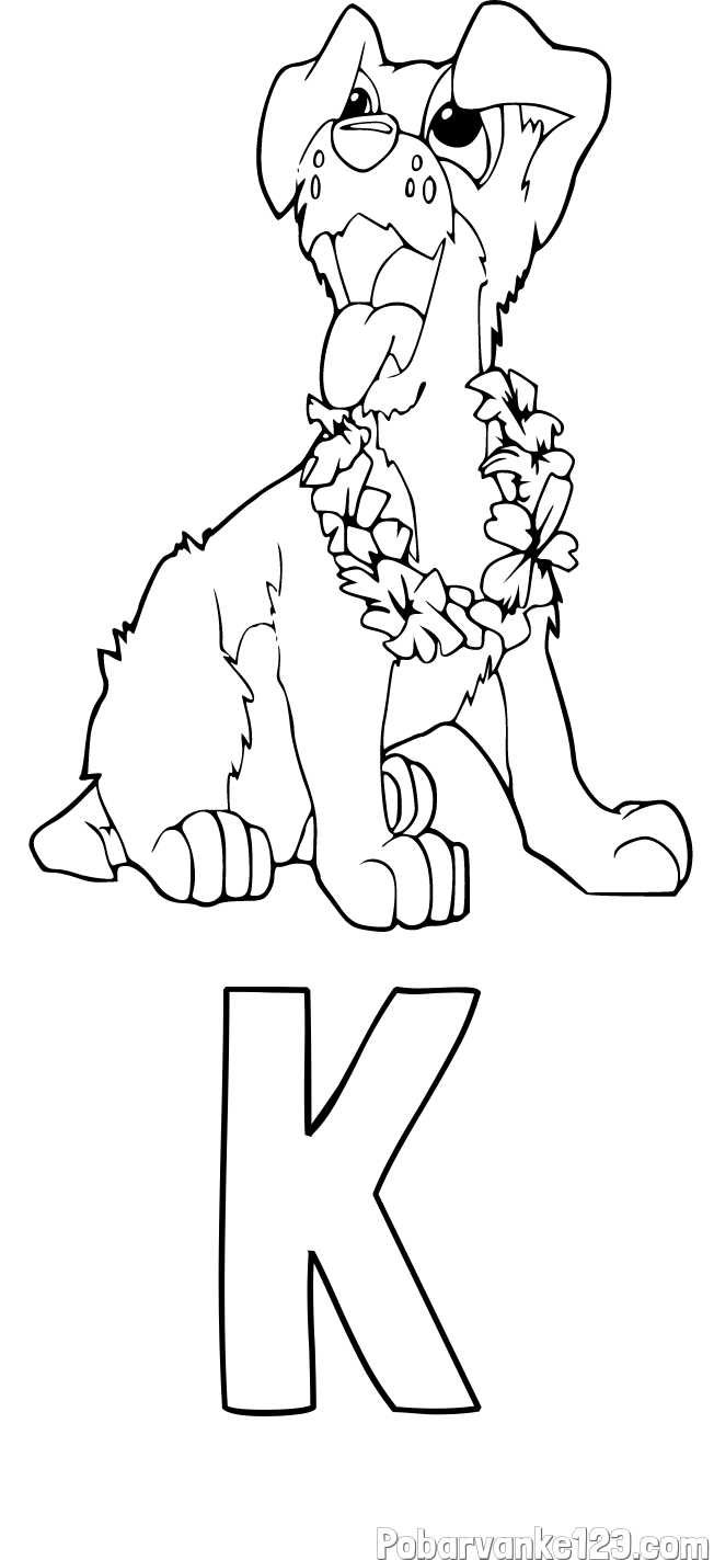 Pobarvanka imena K in pobarvanka kužka