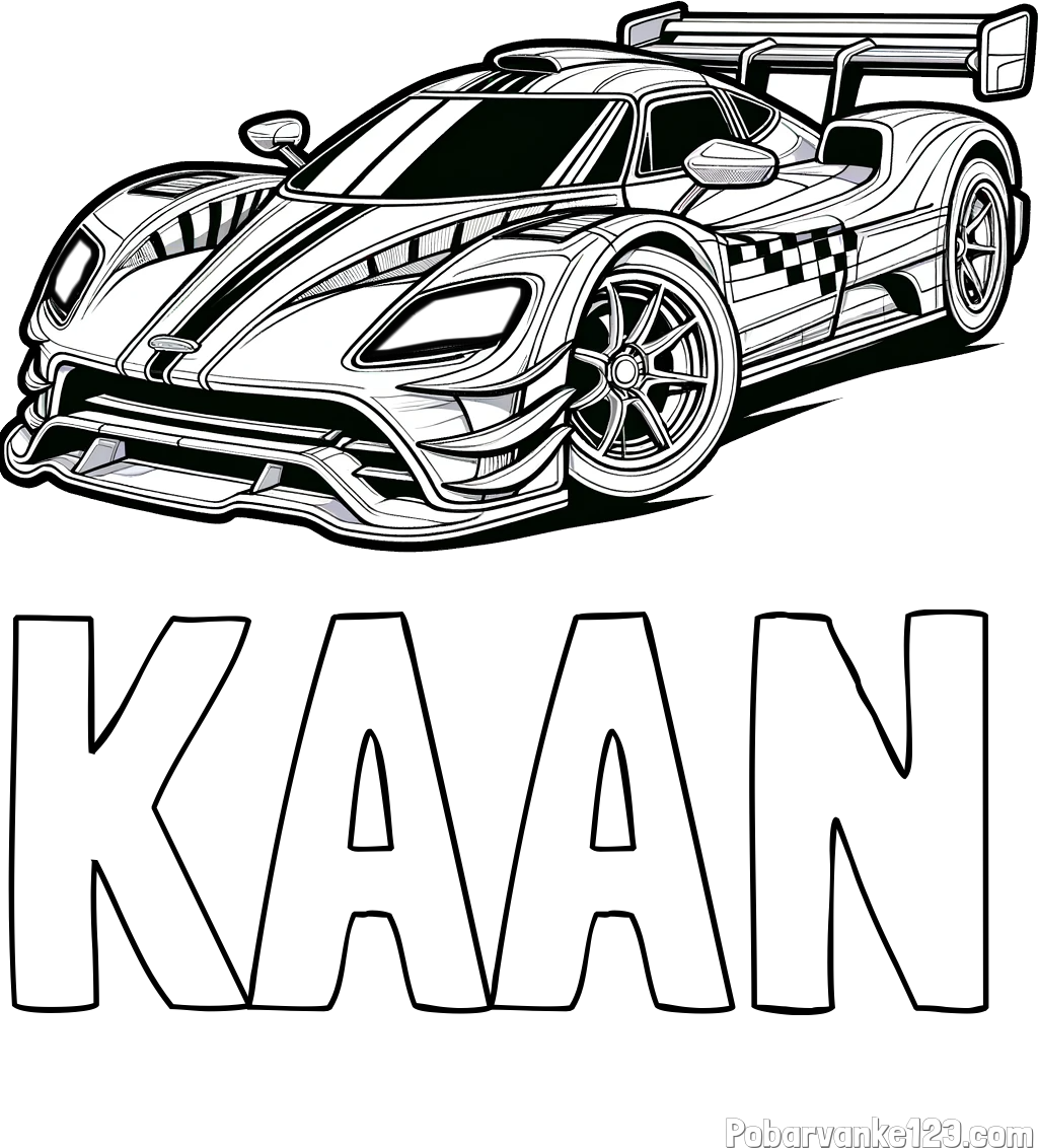 Pobarvanka imena KAAN in pobarvanka modernega športnega avtomobila
