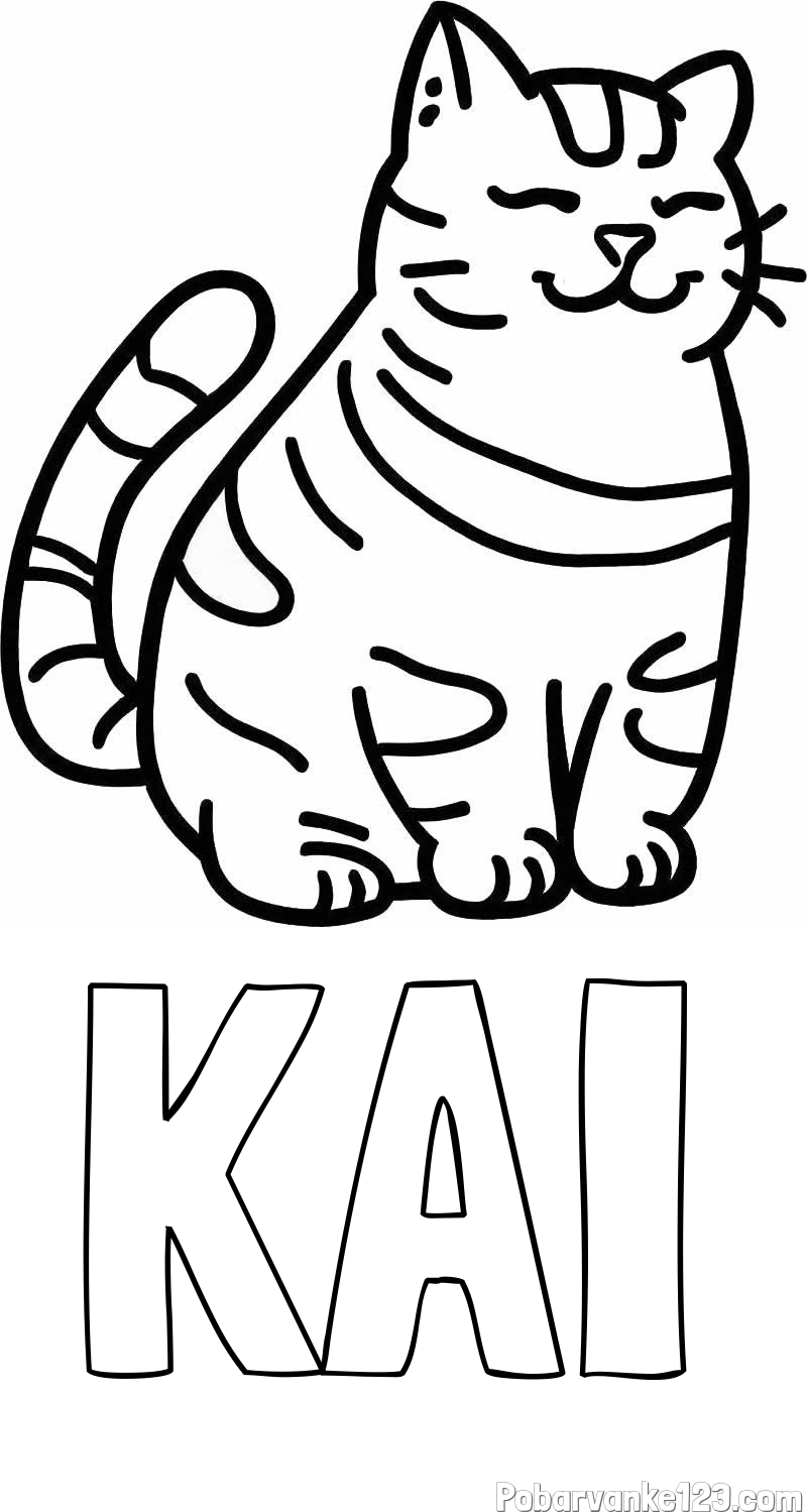 Pobarvanka imena KAI in pobarvanka debelušne mačke