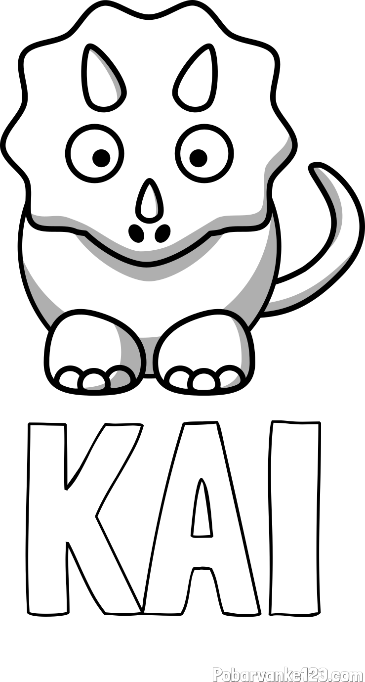 Pobarvanka imena KAI in pobarvanka dinozavra triceratops