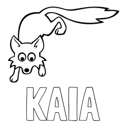 Online izdelana pobarvanka - Pobarvanka imena KAIA in otroška pobarvanka ljubke lisičke