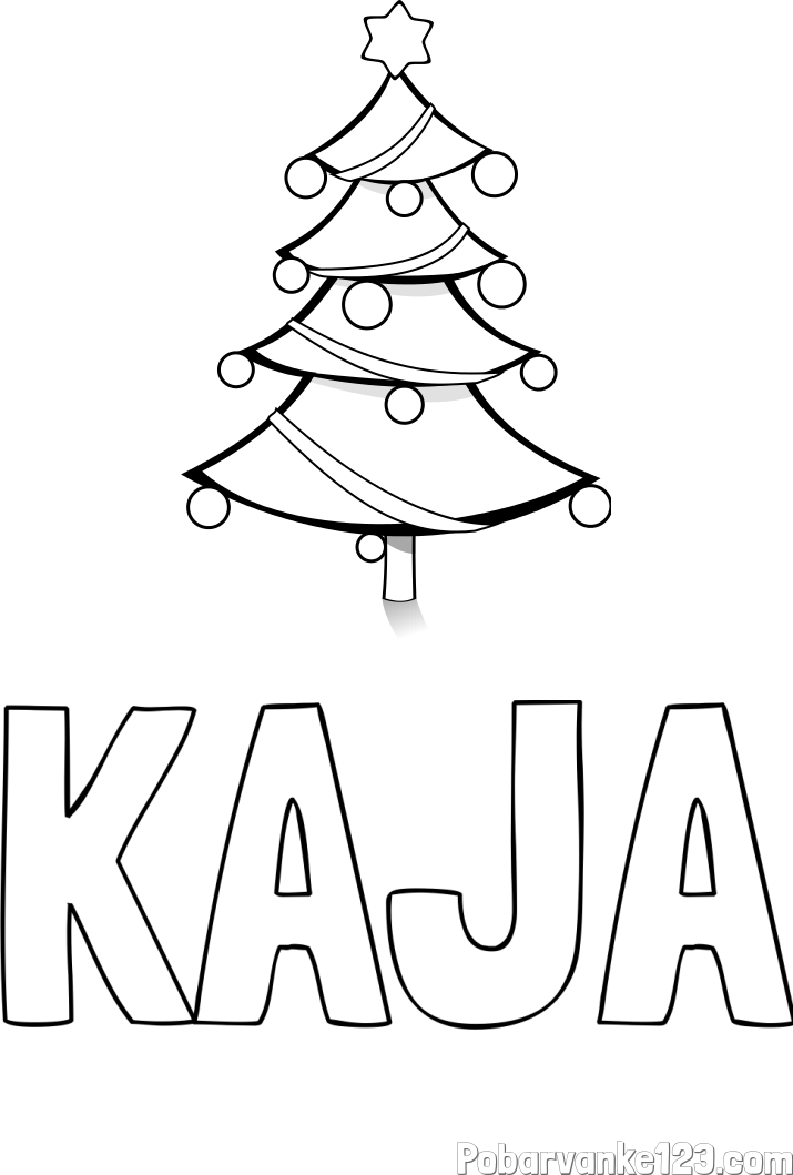 Pobarvanka imena KAJA in božična smreka