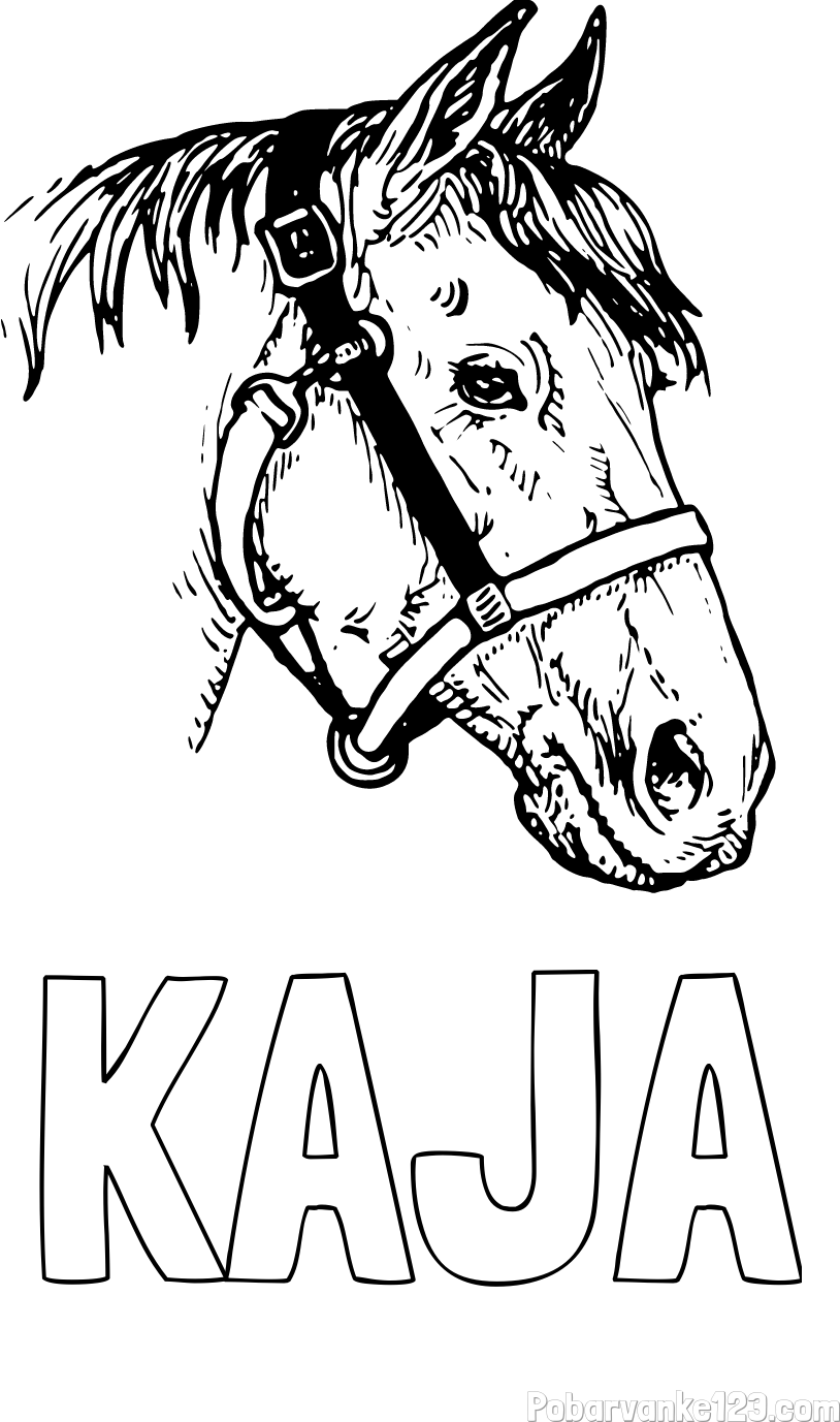 Pobarvanka imena KAJA in konjska glava