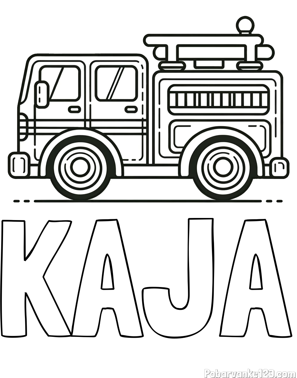 Pobarvanka imena KAJA in lepa pobarvnak gasilskega avta