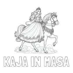 Online izdelana pobarvanka - Pobarvanka imena KAJA IN MAŠA in pobarvanka princese na konju