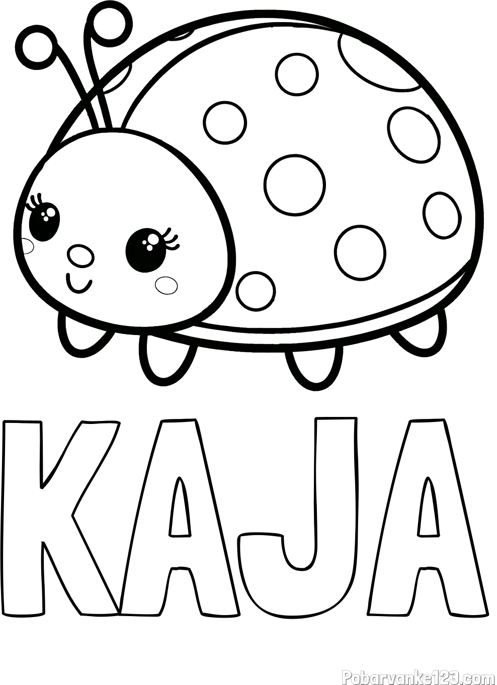 Pobarvanka imena KAJA in pobarvanka ljubke pikapolonice