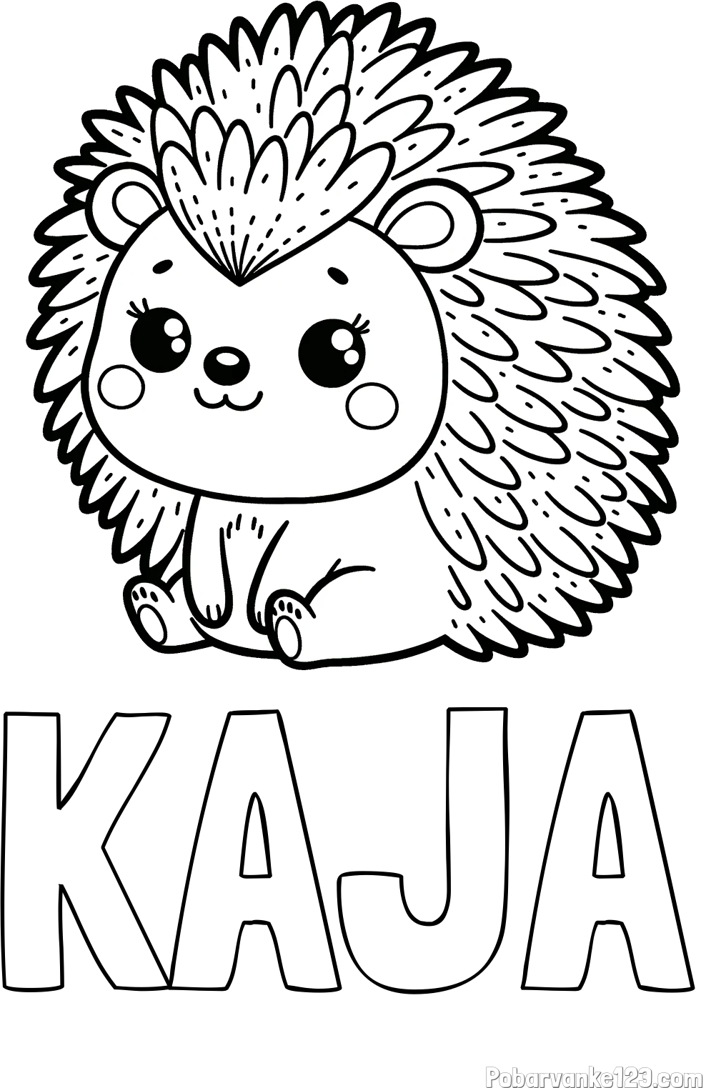Pobarvanka imena KAJA in pobarvanka nasmejanega ježka