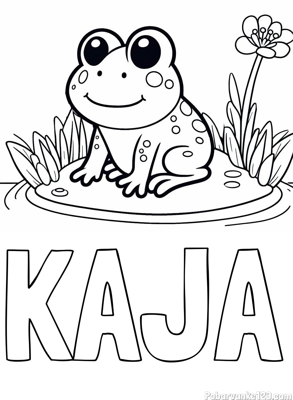 Pobarvanka imena KAJA in pobarvanka žabe
