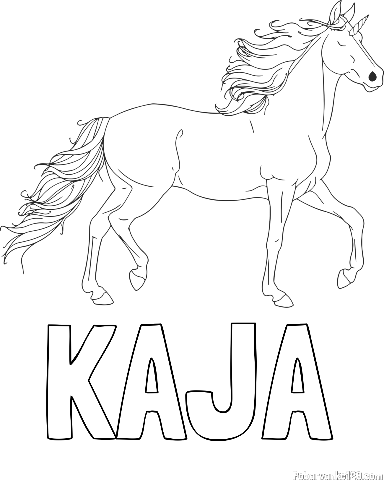 Pobarvanka imena KAJA in samorog