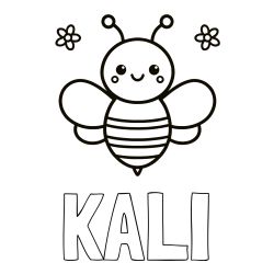 Pobarvanka imena KALI ter čebelice