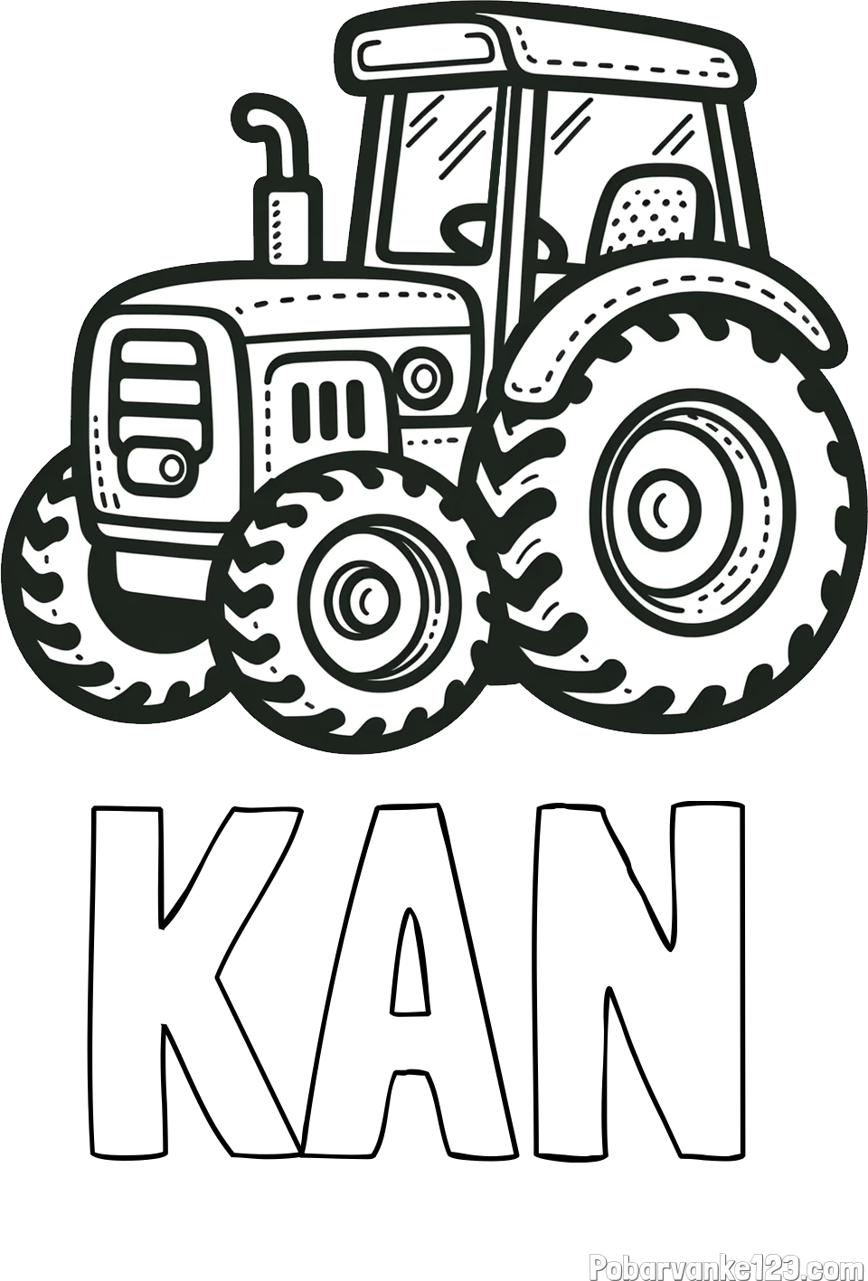 Pobarvanka imena KAN in pobarvanka čudovitega traktorja