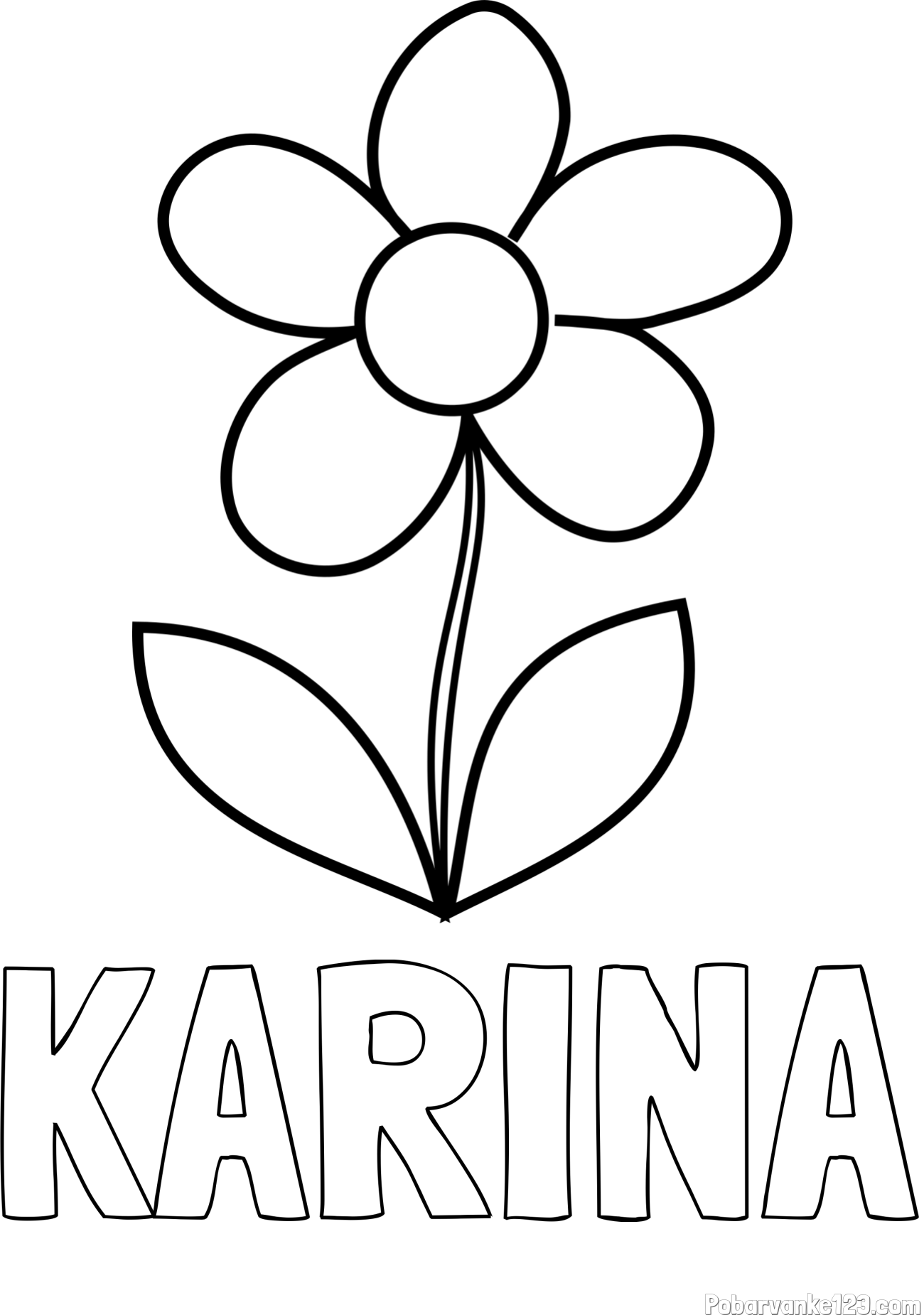 Pobarvanka imena KARINA in otroška pobarvanka rože