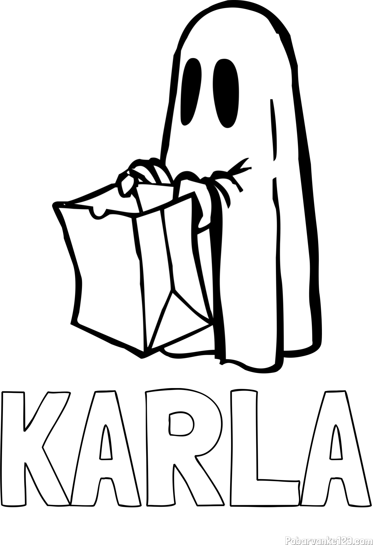 Pobarvanka imena KARLA in otroška pobarvanka duhca