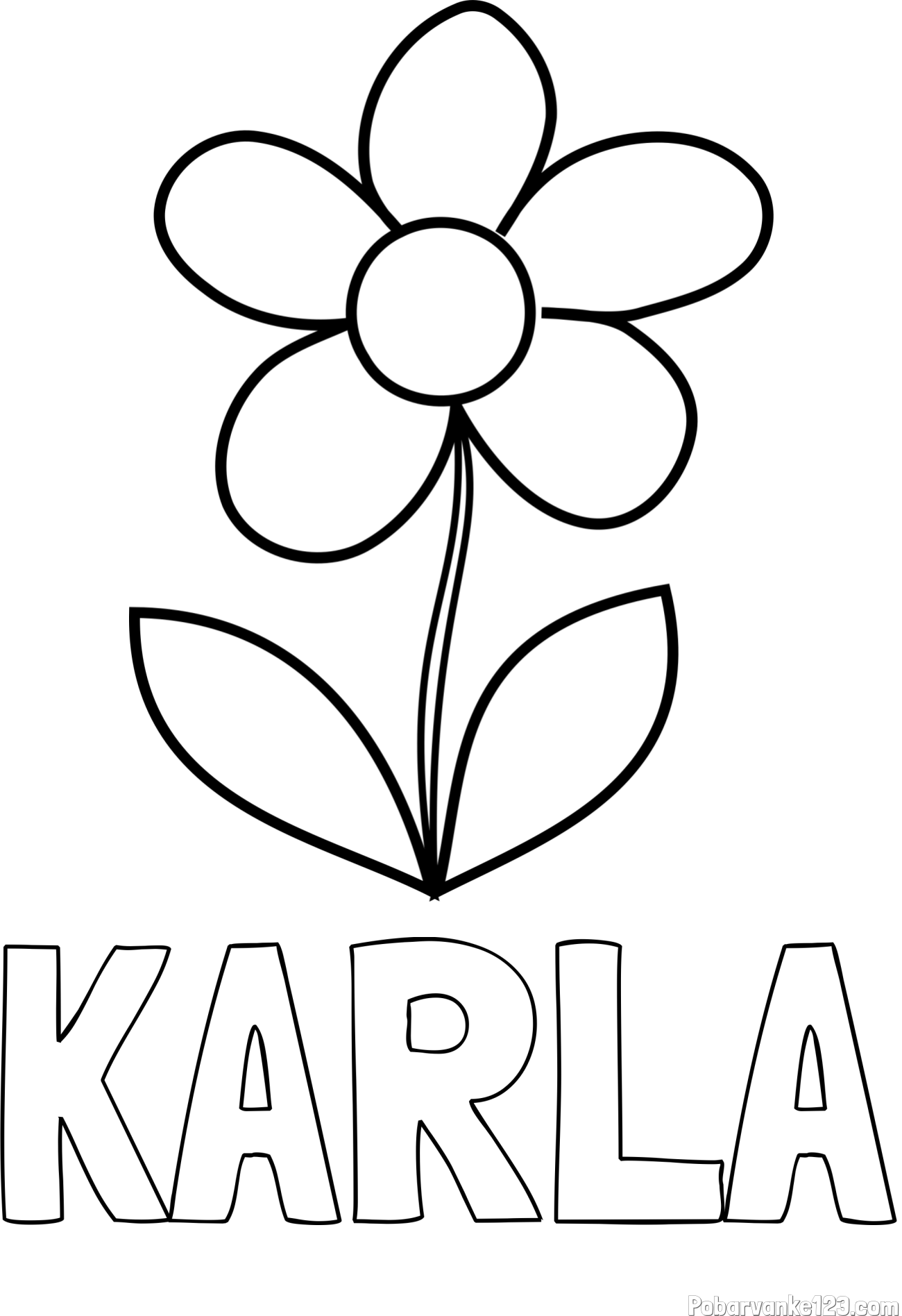 Pobarvanka imena KARLA in otroška pobarvanka rože