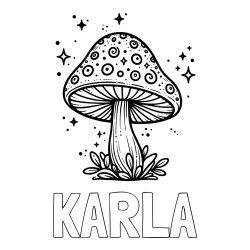 Online izdelana pobarvanka - Pobarvanka imena KARLA in pobarvanka čarobne gobe