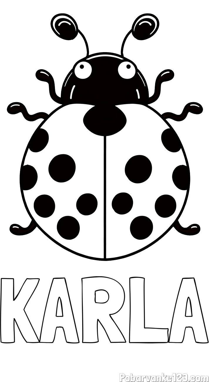 Pobarvanka imena KARLA in pobarvanka pikapolonice z velikimi tipalkami