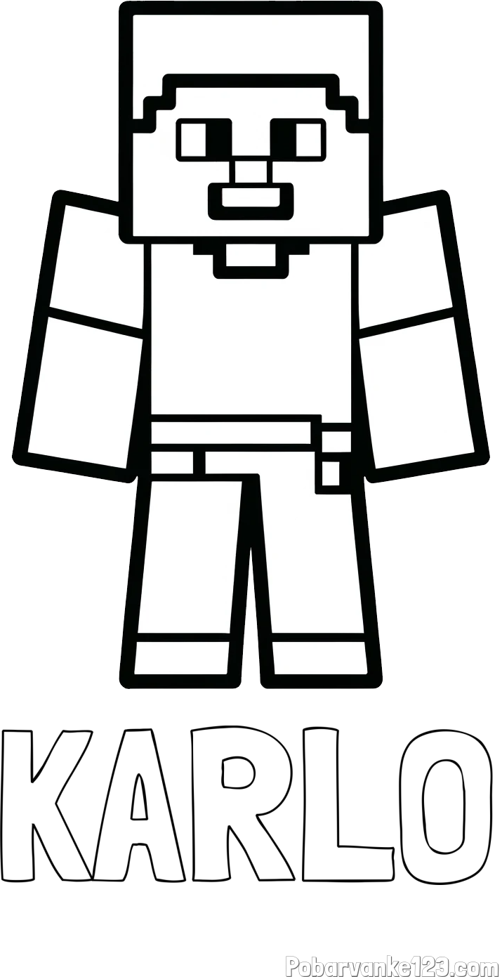 Pobarvanka imena KARLO in pobarvanka Minecraft figurice