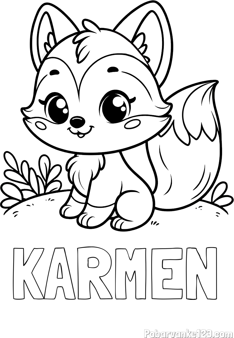Pobarvanka imena KARMEN in pobarvanka lisičke