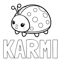 Online izdelana pobarvanka - Pobarvanka imena KARMI in pobarvanka ljubke pikapolonice