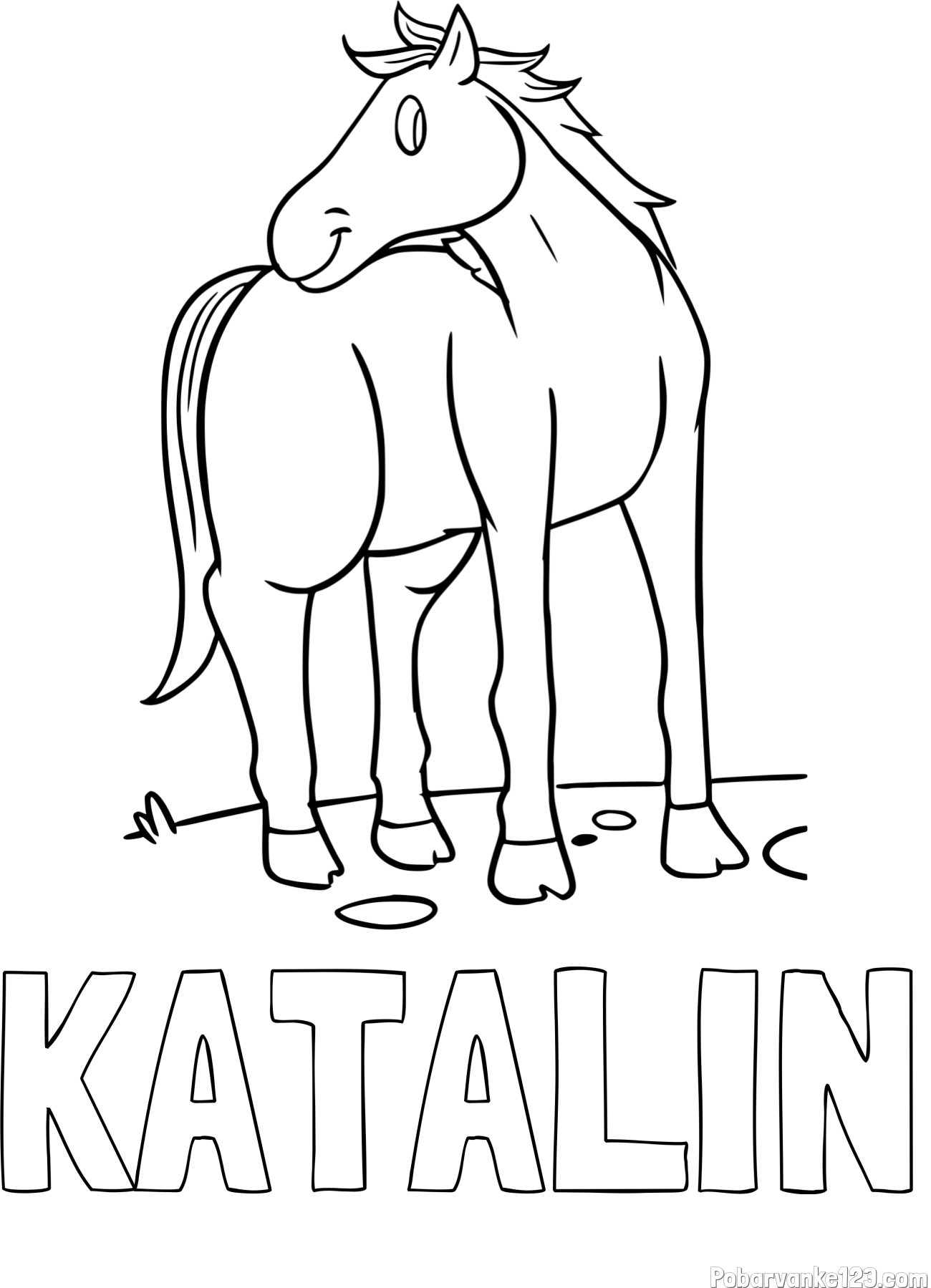 Pobarvanka imena KATALIN in pobarvanka prikupnega konjička