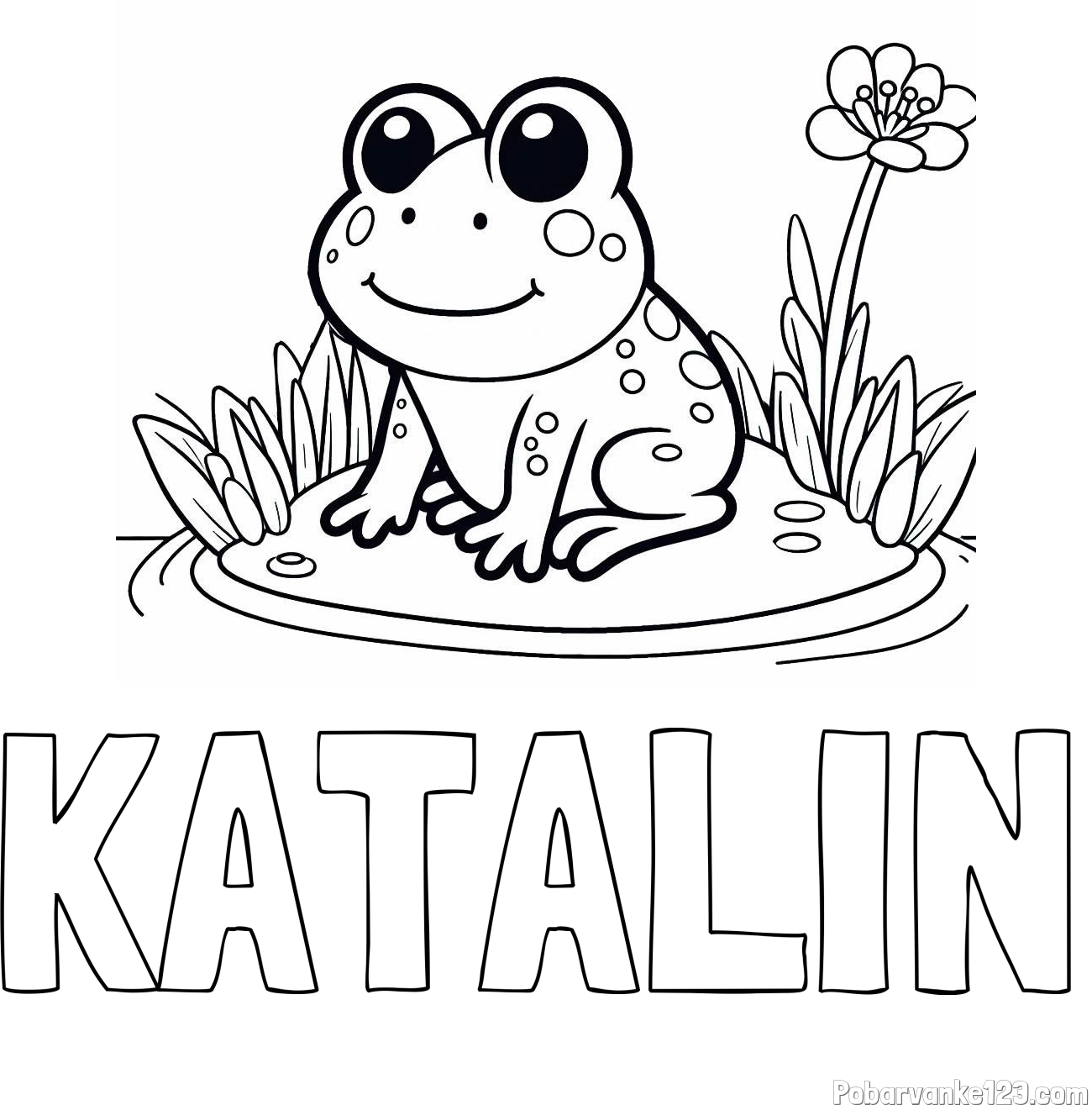 Pobarvanka imena KATALIN in pobarvanka žabe