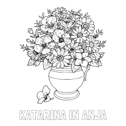 Online izdelana pobarvanka - Pobarvanka imena KATARINA IN ANJA in pobarvanka cvetja v vazi