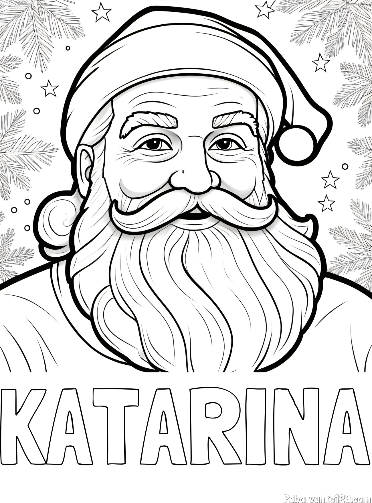 Pobarvanka imena KATARINA in Čudovita pobarvanka nasmejanega Božička