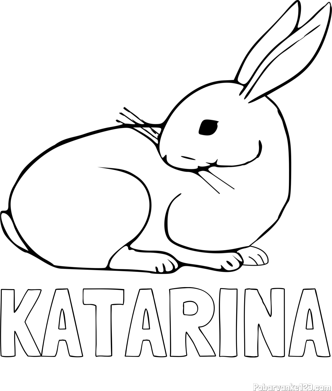 Pobarvanka imena KATARINA in pobarvanka zajčka, ki je nekaj opazil