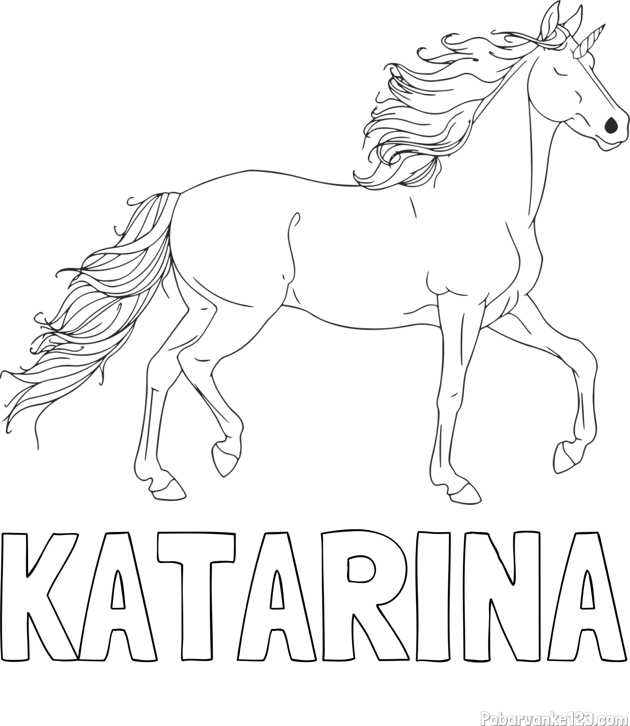 Pobarvanka imena KATARINA in samorog