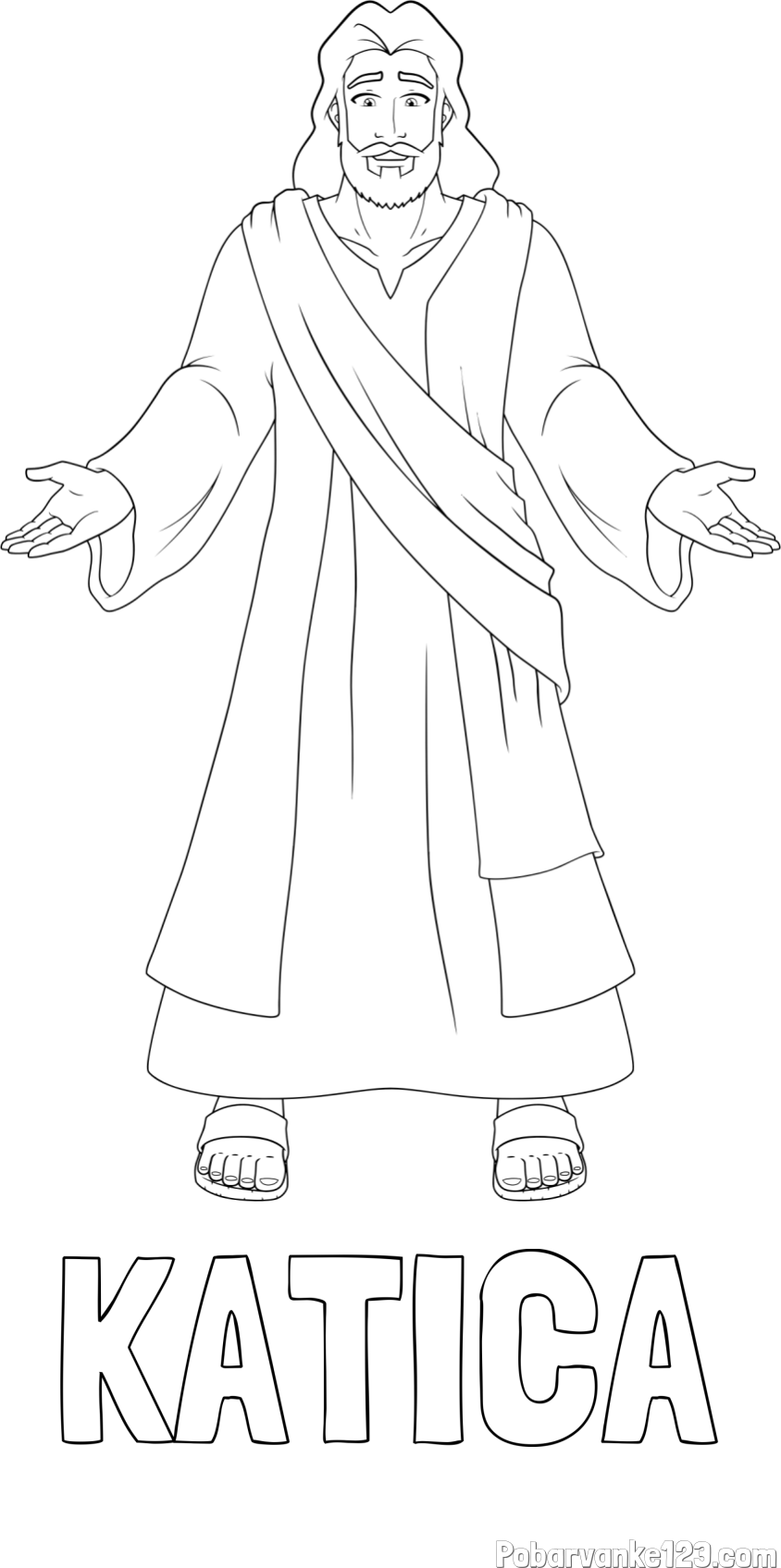 Pobarvanka imena KATICA in pobarvanka Jezusa Kristusa