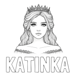 Online izdelana pobarvanka - Pobarvanka imena KATINKA in pobarvanka prikupne princeske s čudovitimi očmi