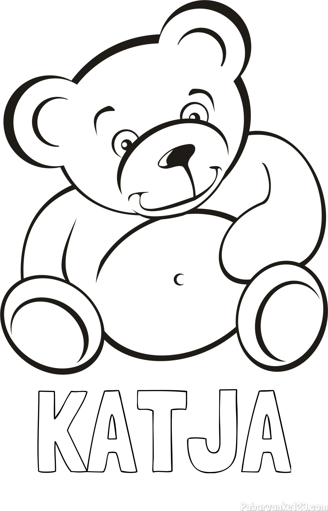 Pobarvanka imena KATJA in medvedka