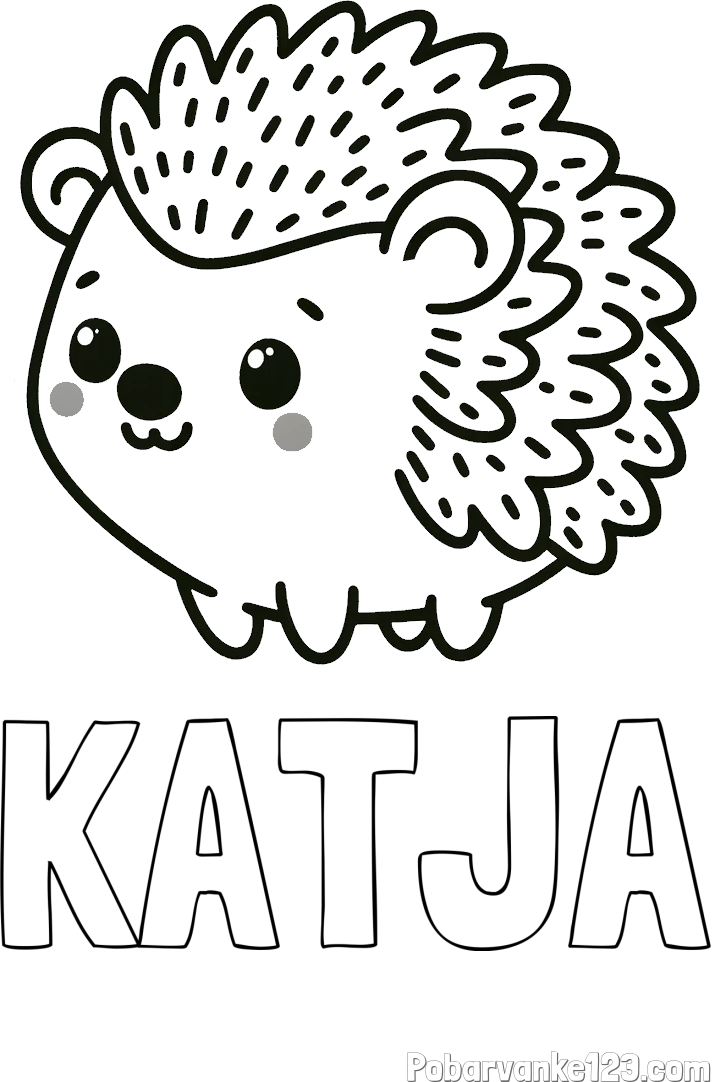 Pobarvanka imena KATJA in pobarvanka ljubkega ježka