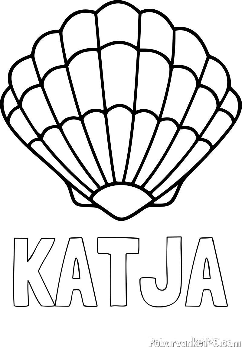 Pobarvanka imena KATJA in pobarvanka školjke