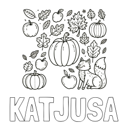 Online izdelana pobarvanka - Pobarvanka imena KATJUŠA in pobarvanka z motivom jeseni