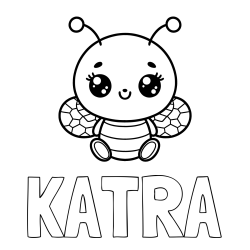 Online izdelana pobarvanka - Pobarvanka imena KATRA in otroška pobarvanka ljubke čebele
