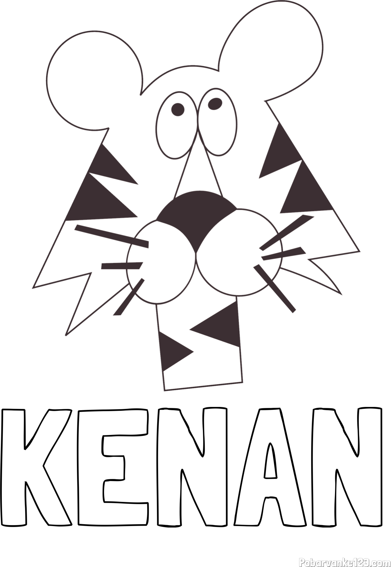 Pobarvanka imena KENAN in otroška pobarvanka tigrove glave