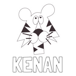 Online izdelana pobarvanka - Pobarvanka imena KENAN in otroška pobarvanka tigrove glave