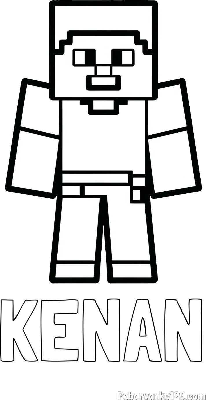 Pobarvanka imena KENAN in pobarvanka Minecraft figurice