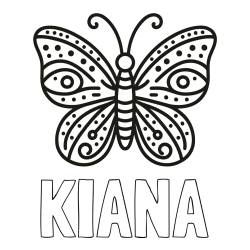 Online izdelana pobarvanka - Pobarvanka imena KIANA in preprosta pobarvanka metulja