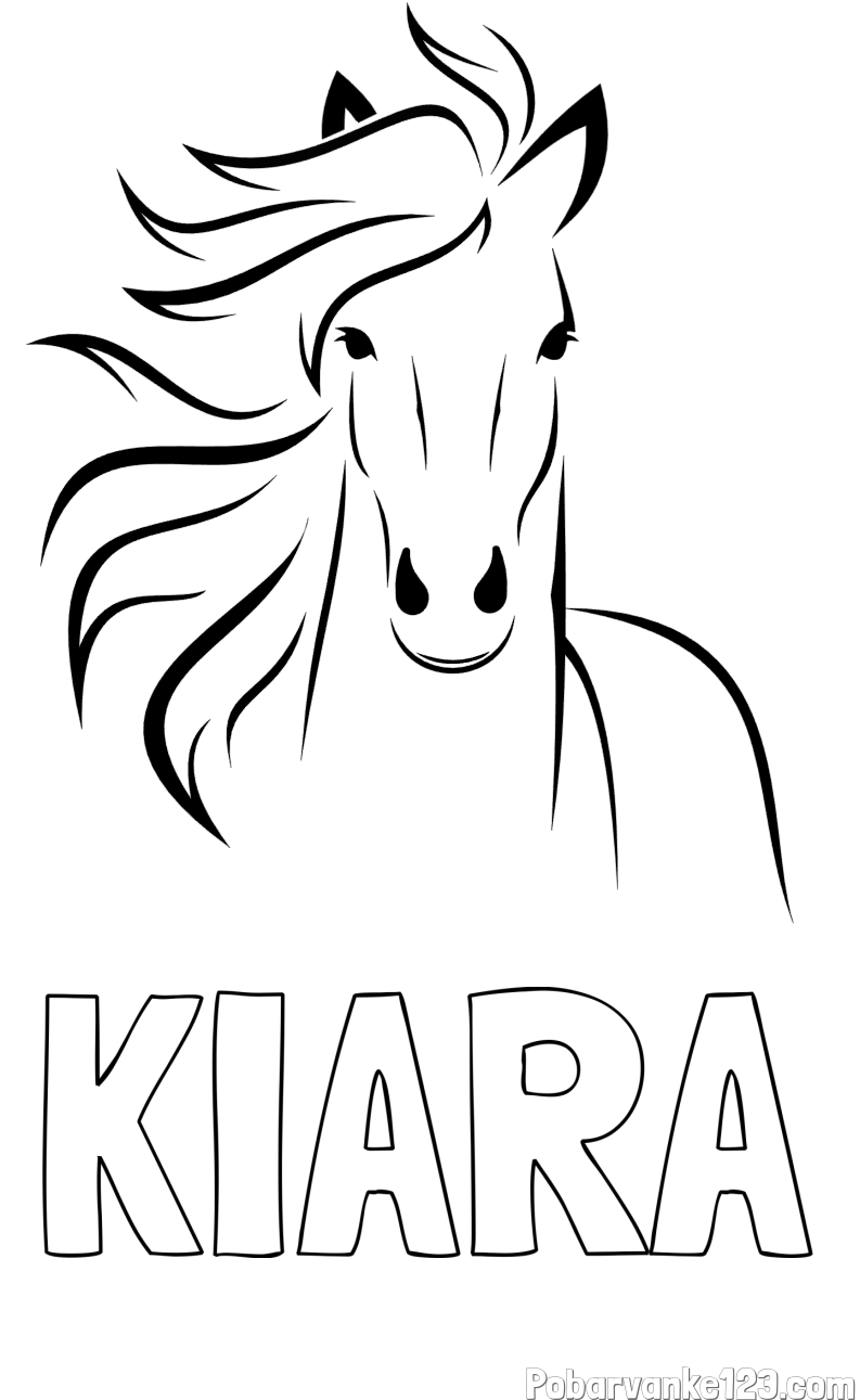 Pobarvanka imena KIARA in lepa pobarvanka konja