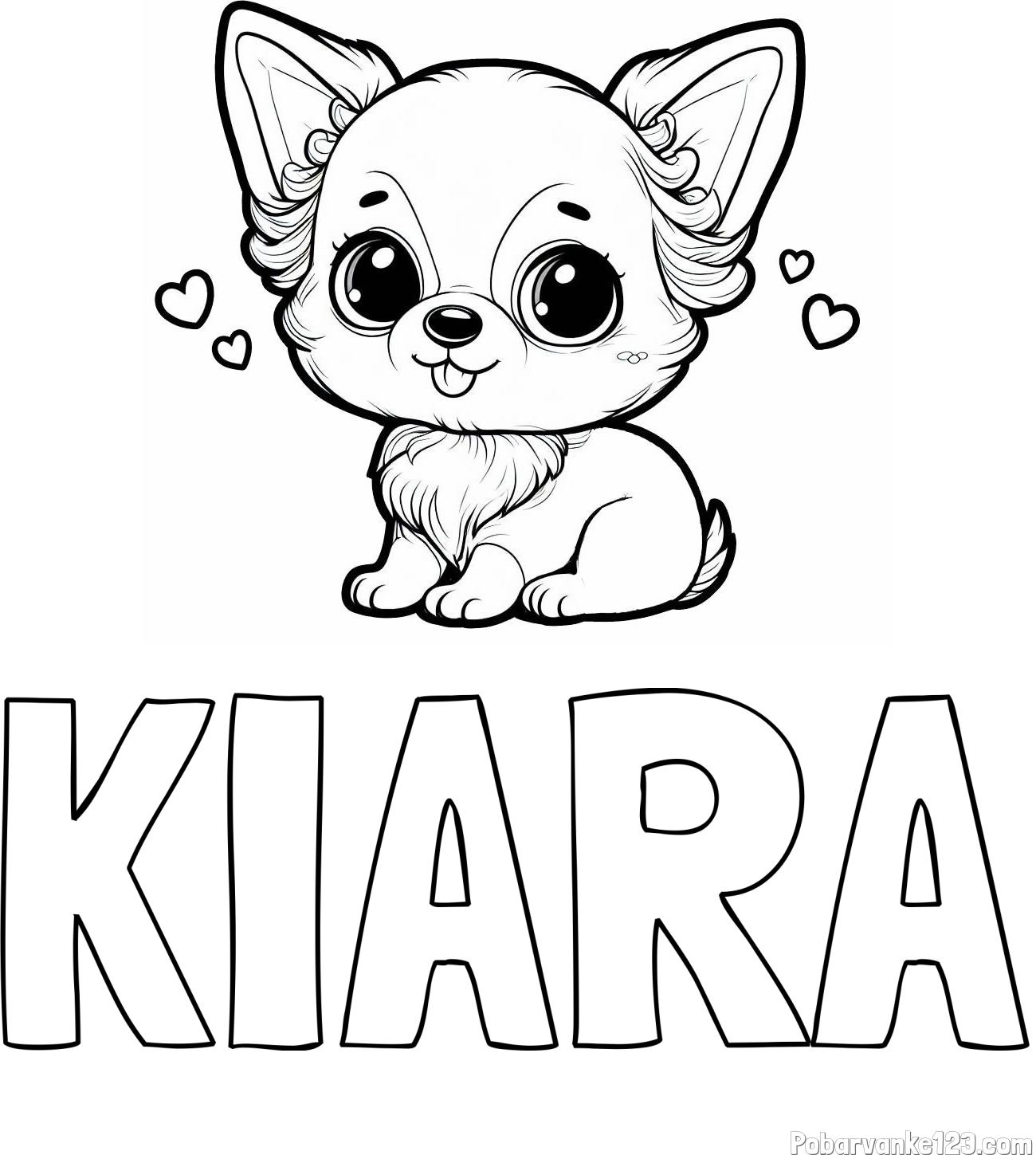 Pobarvanka imena KIARA in pobarvanka čivave