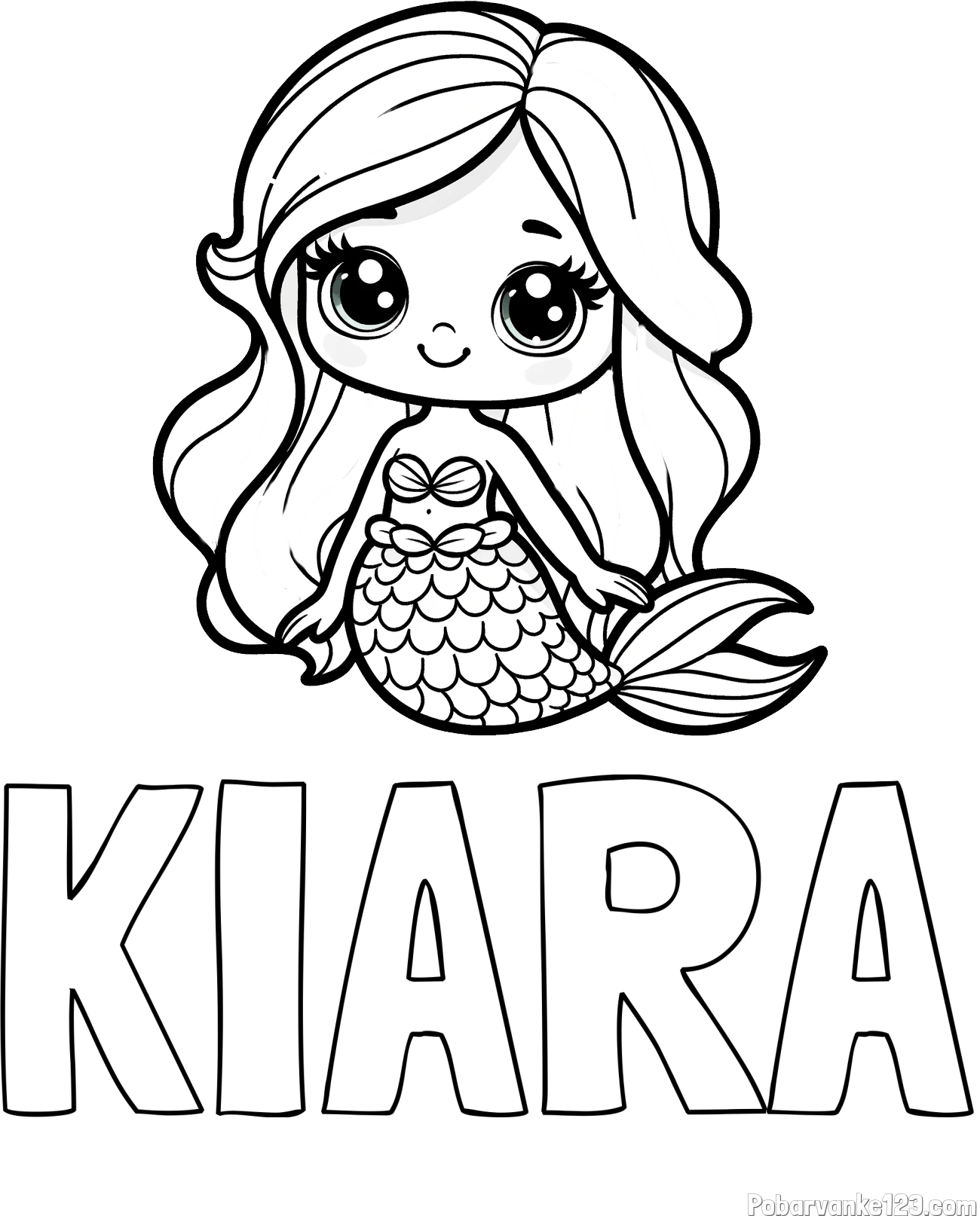 Pobarvanka imena KIARA in pobarvanka prikupne morske deklice