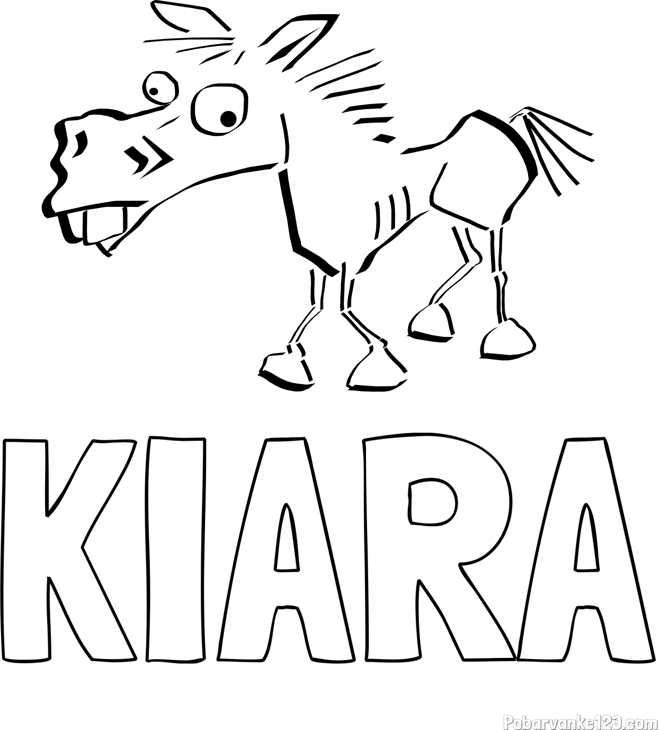 Pobarvanka imena KIARA in pobarvanka smešni konj