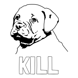 Online izdelana pobarvanka - Pobarvanka imena KILL in pobarvanka prikupnega bulldog mladička