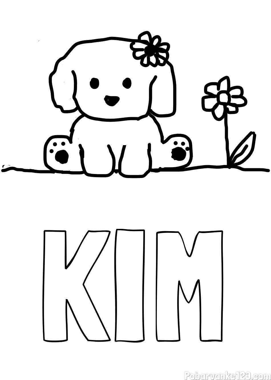 Pobarvanka imena KIM in KUŽIKA